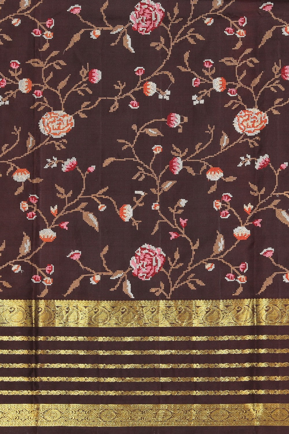 Image of Kanchipattu Embroidery Teal Blue Saree